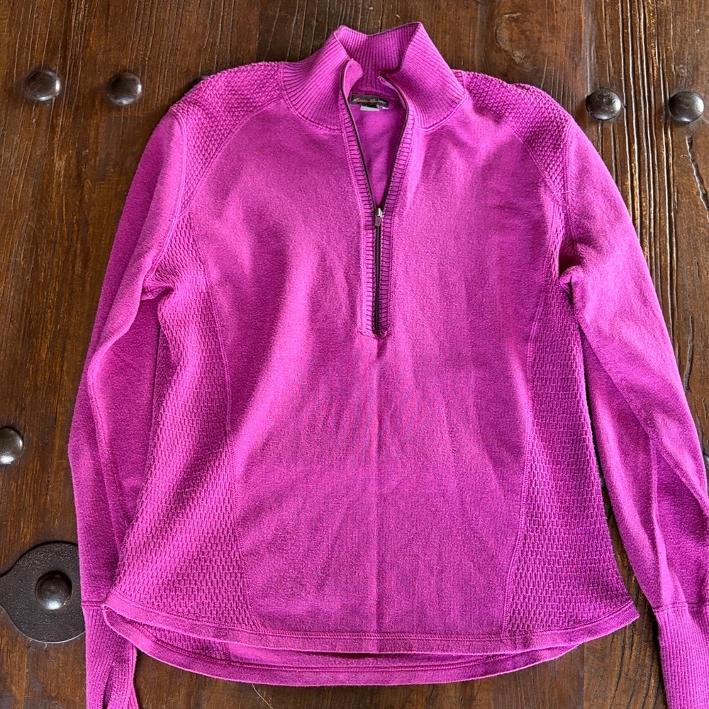Eddie Bauer Fuchsia Quarter-Zip Sweater